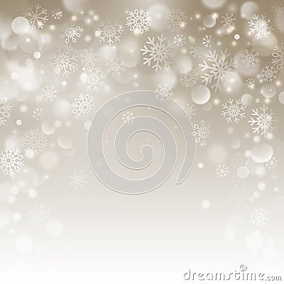 Christmas beige background with snowflakes Vector Illustration