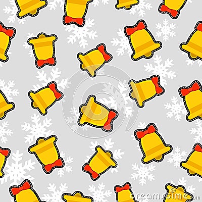 Christmas bell patch icon pattern background Vector Illustration