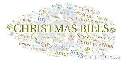 Christmas Bills word cloud Stock Photo