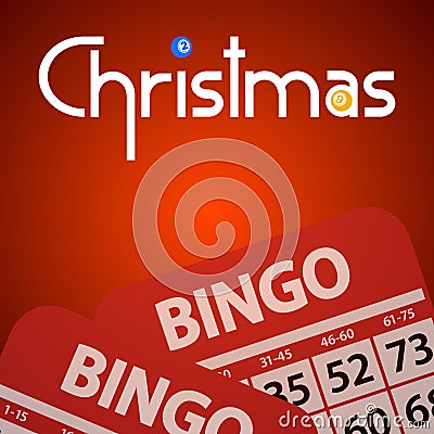 Christmas bingo background with decorative text and cards Vector Illustration