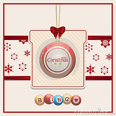 Christmas bingo tag on red and cream background Stock Photo