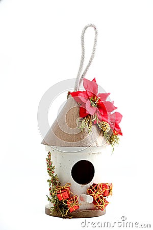 Christmas Bird House Stock Photo