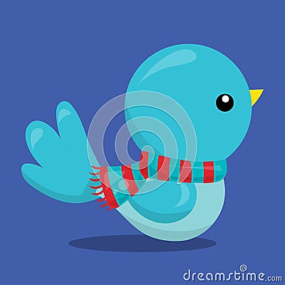 Christmas birds blue 03 Vector Illustration