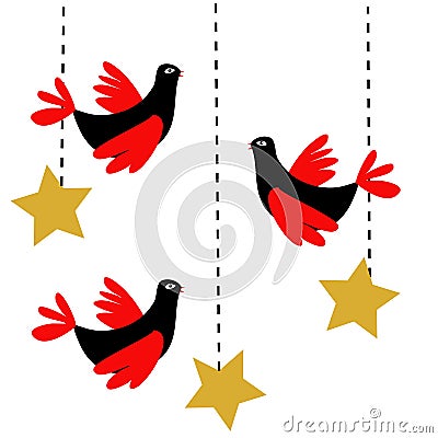 Christmas birds Vector Illustration