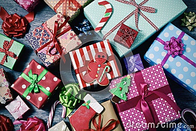 Christmas biscuits and gifts Stock Photo