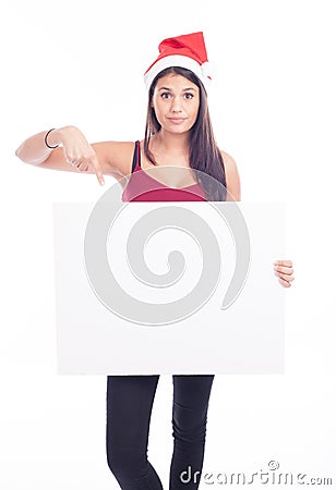 Christmas blank sign woman Stock Photo