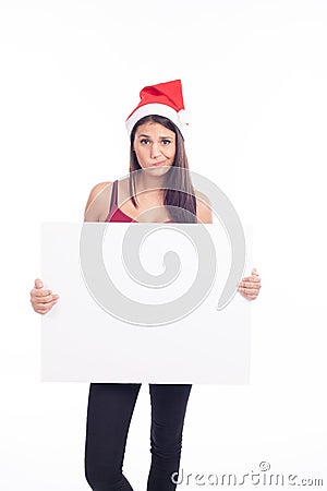 Christmas blank sign woman Stock Photo