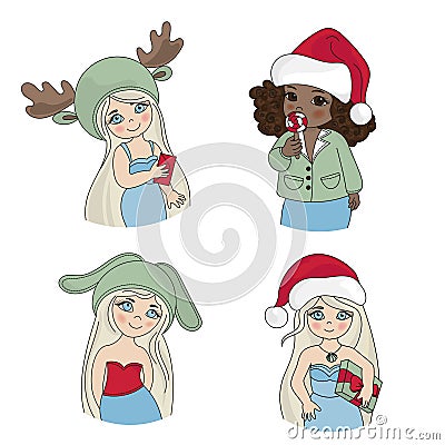 CHRISTMAS BLOG ICON New Year Color Vector Illustration Set Stock Photo
