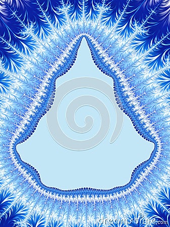 Christmas Blue White Border. Shape of a Christmas tree. Holiday Stock Photo