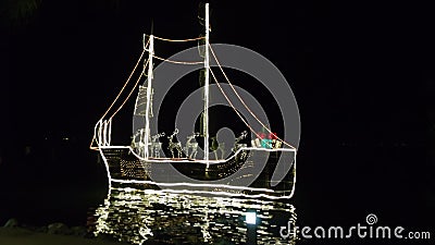 Christmas boat decorating beach Stock Photo