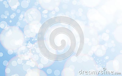 Christmas bokeh background. Blue defocused wallpaper with white lights. Abstract blurred texture. Soft neutral gradients Vector Illustration