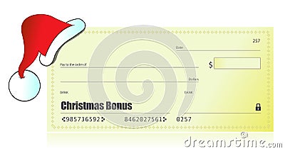 Christmas bonus check illustration Vector Illustration