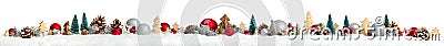 Christmas border or banner, extra wide, white background Stock Photo