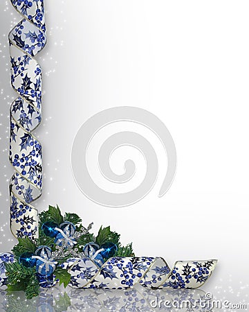 Christmas border blue ornaments Cartoon Illustration