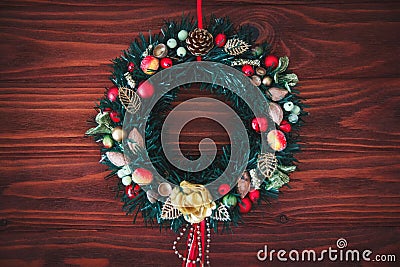 Christmas border from christmas wreath useful as christmas decoration Stock Photo