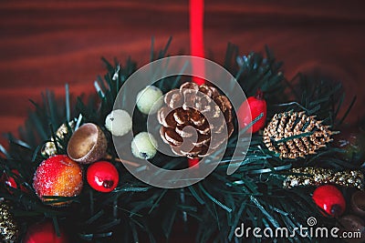 Christmas border from christmas wreath useful as christmas decoration Stock Photo