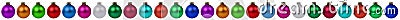 Christmas border colorful balls baubles decoration in a row isol Stock Photo