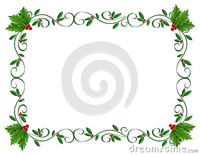 Christmas Border Holly ornamental Stock Photo