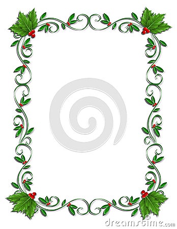 Christmas Border Holly ornamental Stock Photo