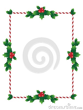 Christmas border with holy leaves Vector Illustration