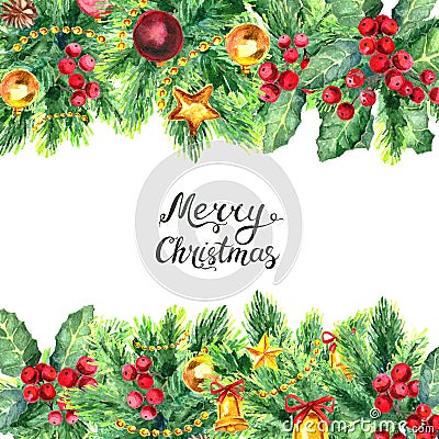 Christmas border isolated on white background Cartoon Illustration