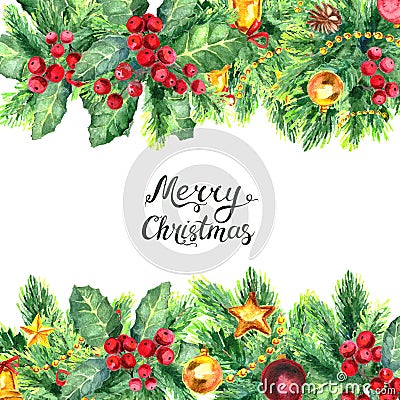 Christmas border isolated on white background Cartoon Illustration