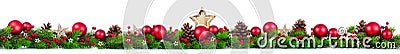 Christmas border on white, extra wide Stock Photo