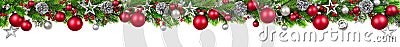 Christmas border on white, extra wide Stock Photo