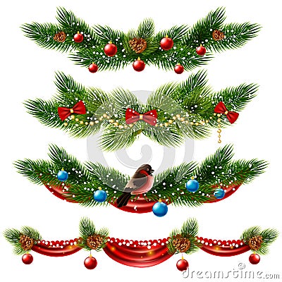 Christmas Borders Set Vector Illustration