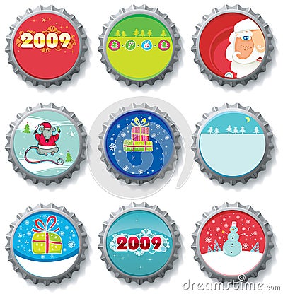 Christmas bottle caps Vector Illustration