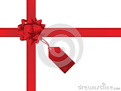 Christmas bow and gift card Vector Illustration