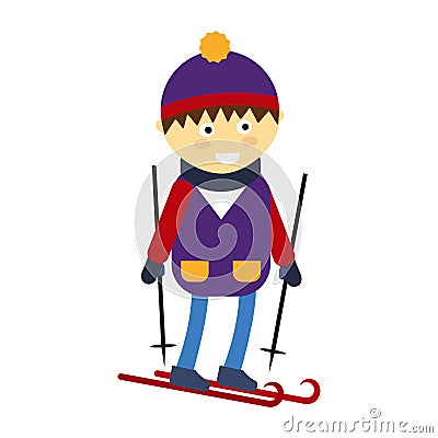 Christmas boy playing winter game happy leisure kid character vector illustration Vector Illustration