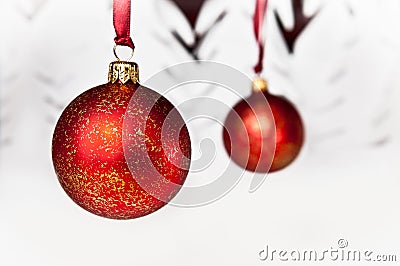 Christmas bulb with snowy trees Stock Photo