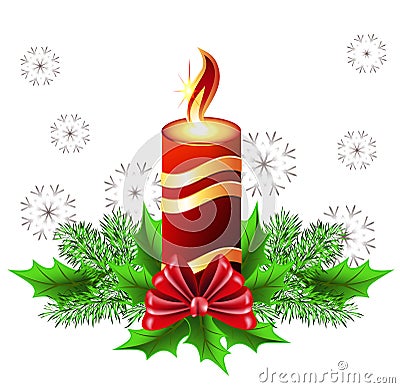 Christmas burning candle Vector Illustration