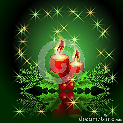 Christmas burning candle Vector Illustration