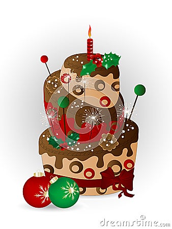 Christmas cake cake Vector Illustration