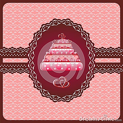 Christmas cake on the doily. Vector Illustration