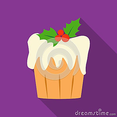 Christmas cake icon in flat style isolated on white background. Christmas Day symbol stock vector illustration. Vector Illustration