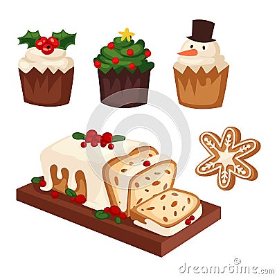 Christmas cake vector icon Vector Illustration