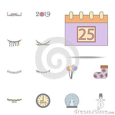 Christmas calendar colored icon. Christmas holiday icons universal set for web and mobile Stock Photo