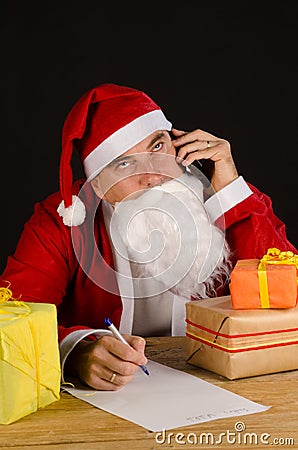 Christmas call center Stock Photo