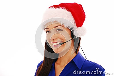 Christmas call centre worker Stock Photo