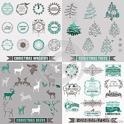 Christmas Calligraphic Design Elements Vector Illustration