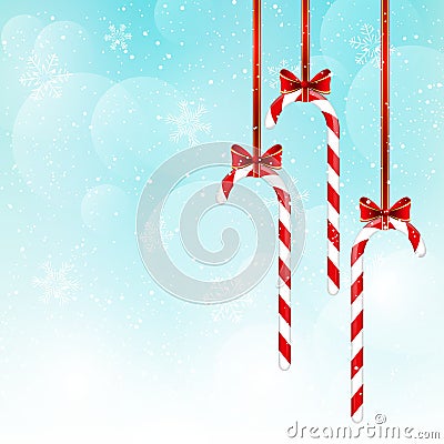 Christmas candies on blue sky Vector Illustration