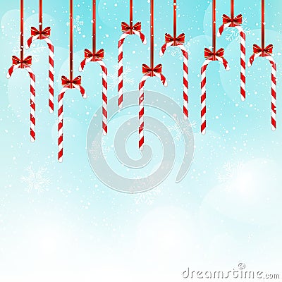 Christmas candies on blue sky Vector Illustration