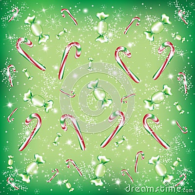 Christmas candies and snowflakes Stock Photo