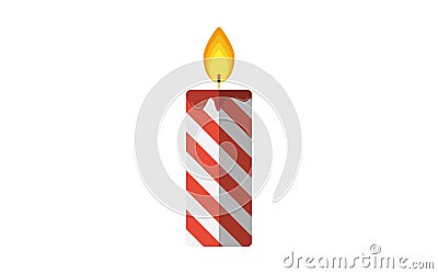 Christmas candle flat vector icon Vector Illustration