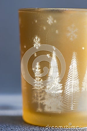 Christmas candle glass in sunny day Stock Photo