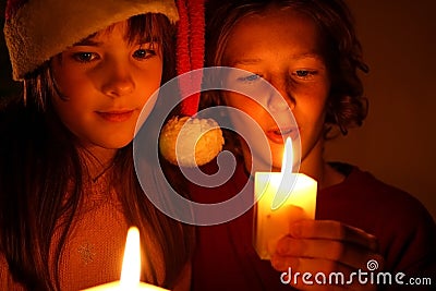 Christmas candlelight Stock Photo