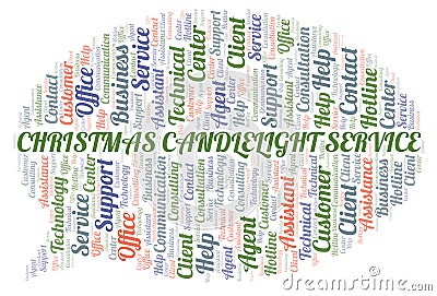Christmas Candlelight Service word cloud. Stock Photo